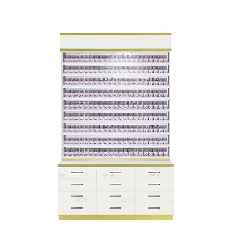 Gulfstream GS9122 Verona Dip Powder Rack with Cabinet stores products in rows and drawers below.
