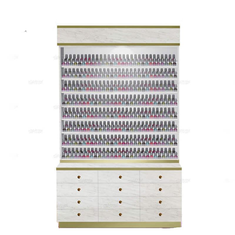 Gulfstream GS9142 Fidenza Polish Rack with cabinet, 6 shelves, and drawers for storage.
