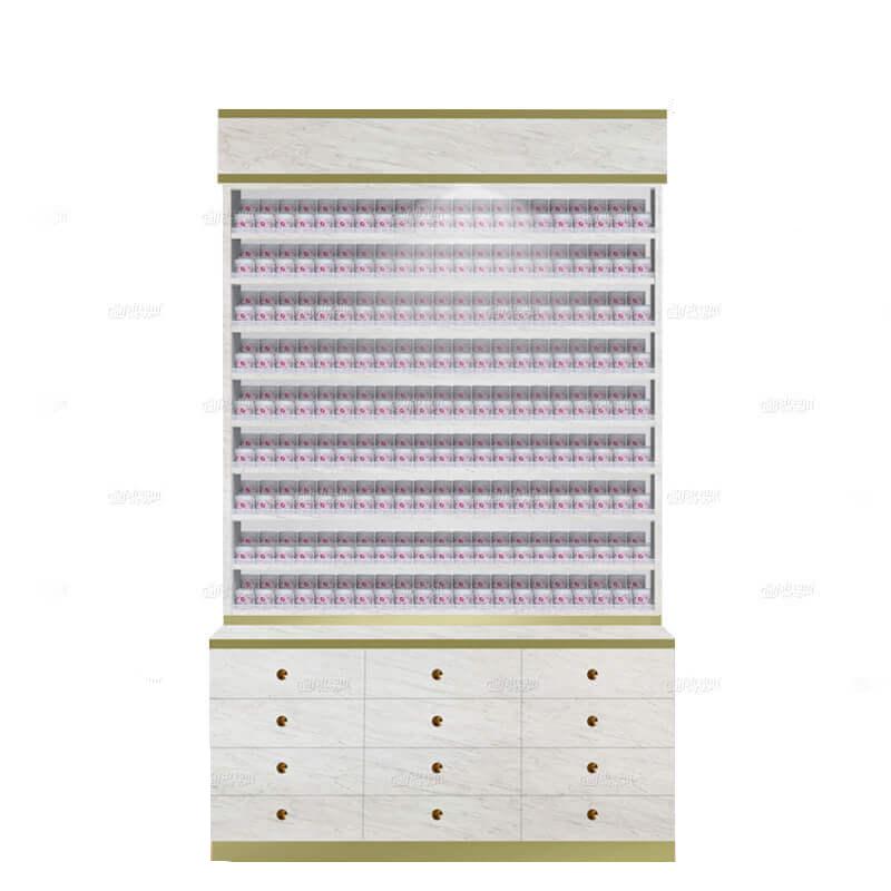 Gulfstream GS9143 Fidenza Dip Powder Rack with cabinet for nail salon storage.