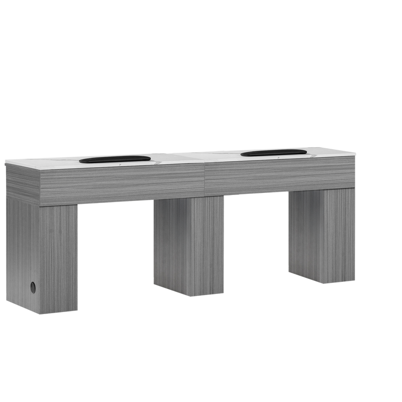 MIRA Double manicure table Gray  with a white top on a white background