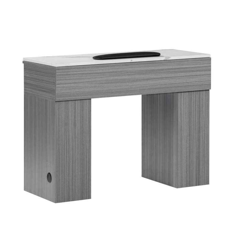 Gray MIRA manicure table with a white countertop on a white background