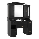 Magnifique LED Lighted Barber Station With Sink Black DIR