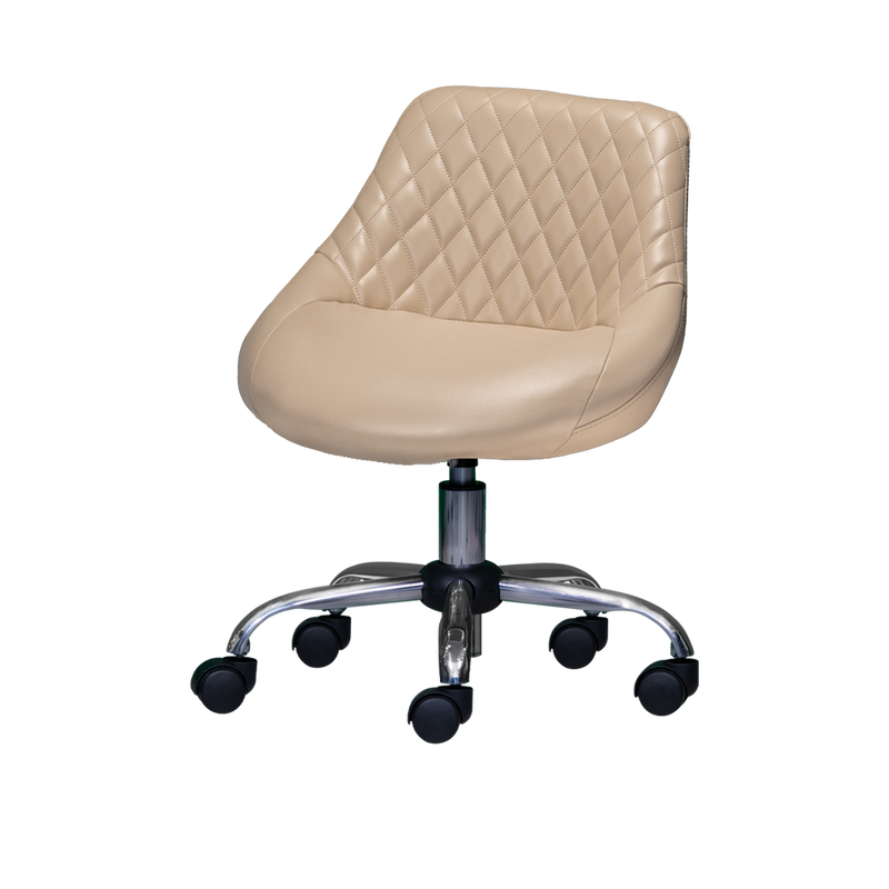 Parchment chair with quilted design on a white background