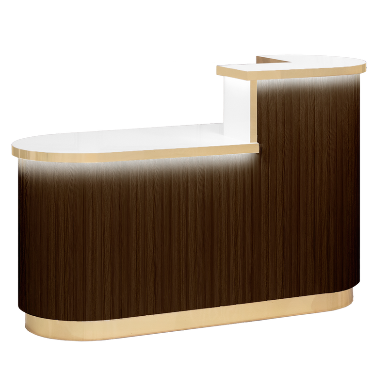 Espresso Brown Modern reception desk on a white background