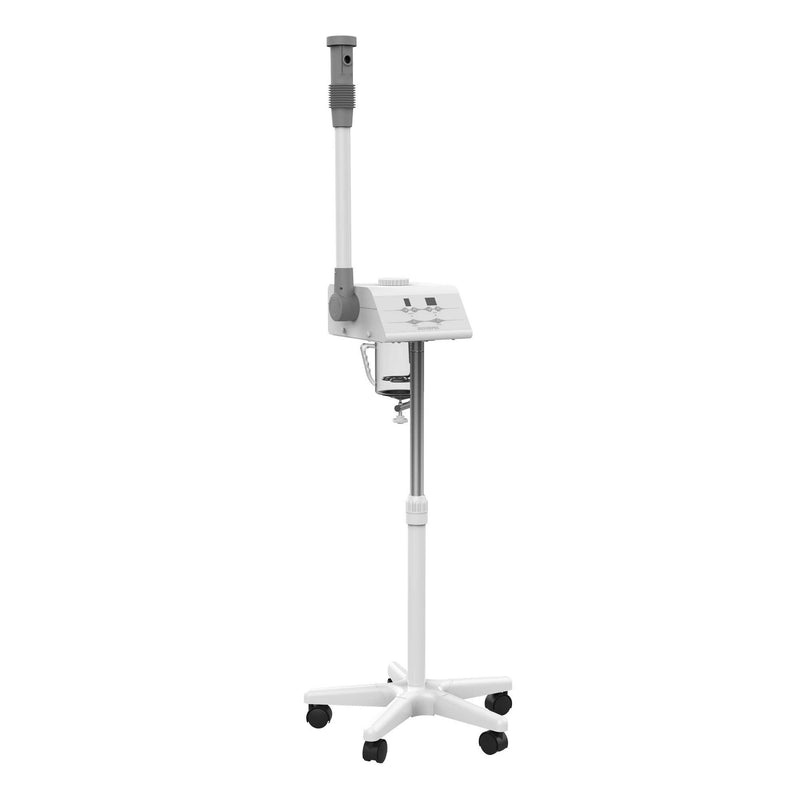 Silverfox America F-800 Steamer: a digital ozone facial steamer with adjustable height on wheels.