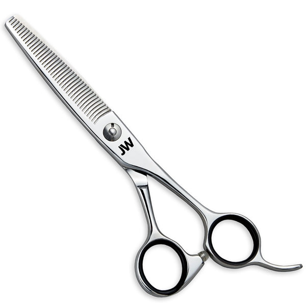 JW Shears TS40 Thinning Shears, 40 teeth, stainless steel, black finger rings.