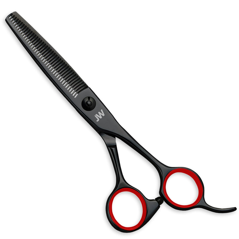 JW TSB40 Blending Series Thinning Shears by JW Shears with serrated blade and black finish.