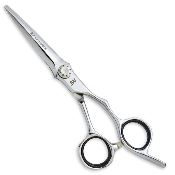 JW Shears JW U Series Right Handed Shears with convex edge on a white background.