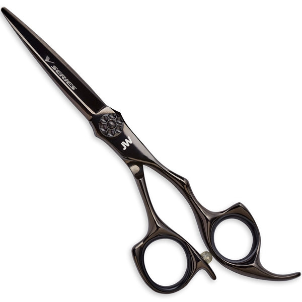 JW Shears JW V Series right handed shears with ergonomic handle and adjustable tension screw.