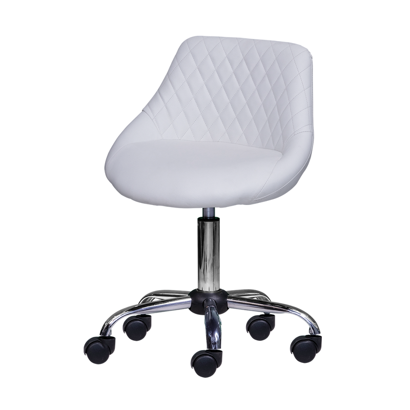 White chair with quilted design on a white background