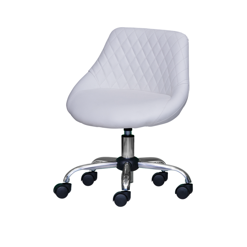 White chair with quilted design on a white background