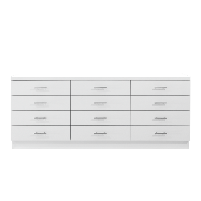 Whale Spa Polish and Powder Cabinet: 12-drawer white dresser, perfect for salon storage.