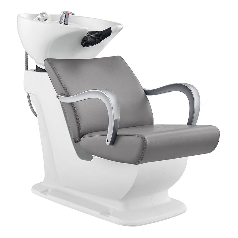 Beckman Shampoo Backwash Unit with Adjustable Seat Grey with White Sink