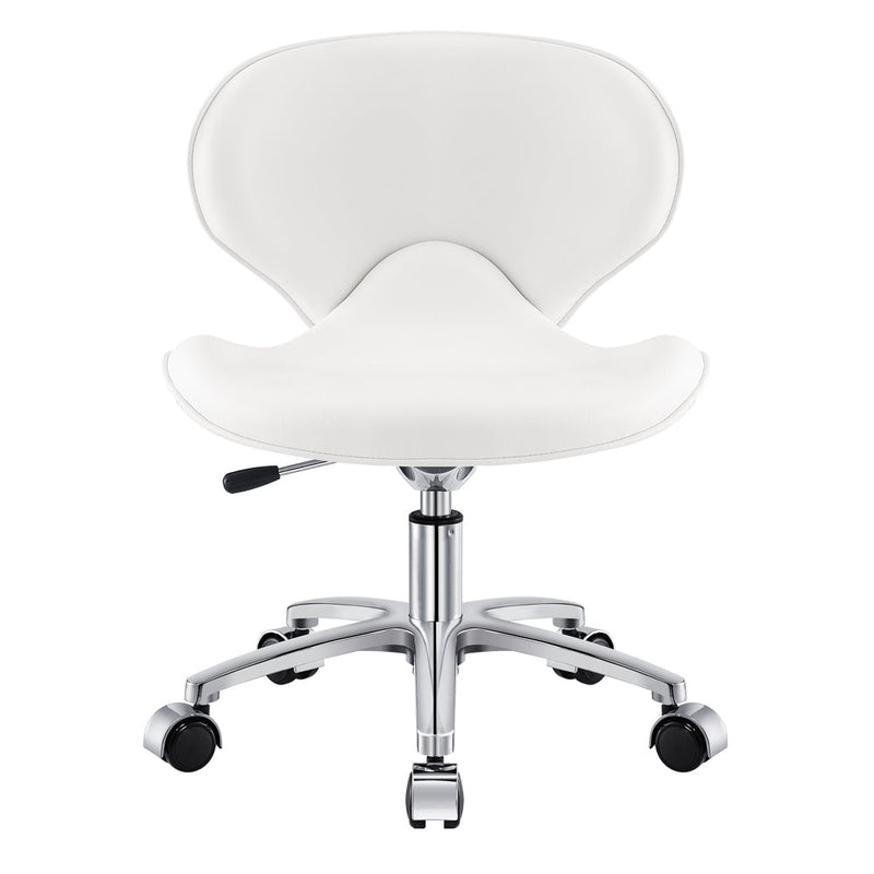 Esperto Pedi Stool White with a chrome base on a white background