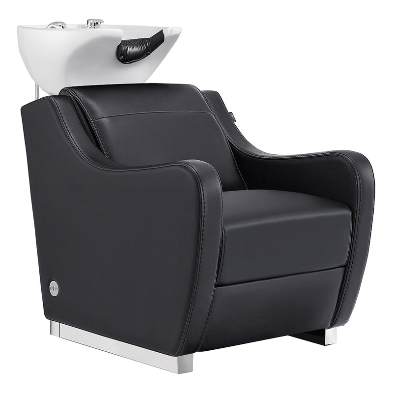 Leona Massage Shampoo Chair Black DIR with white sink
