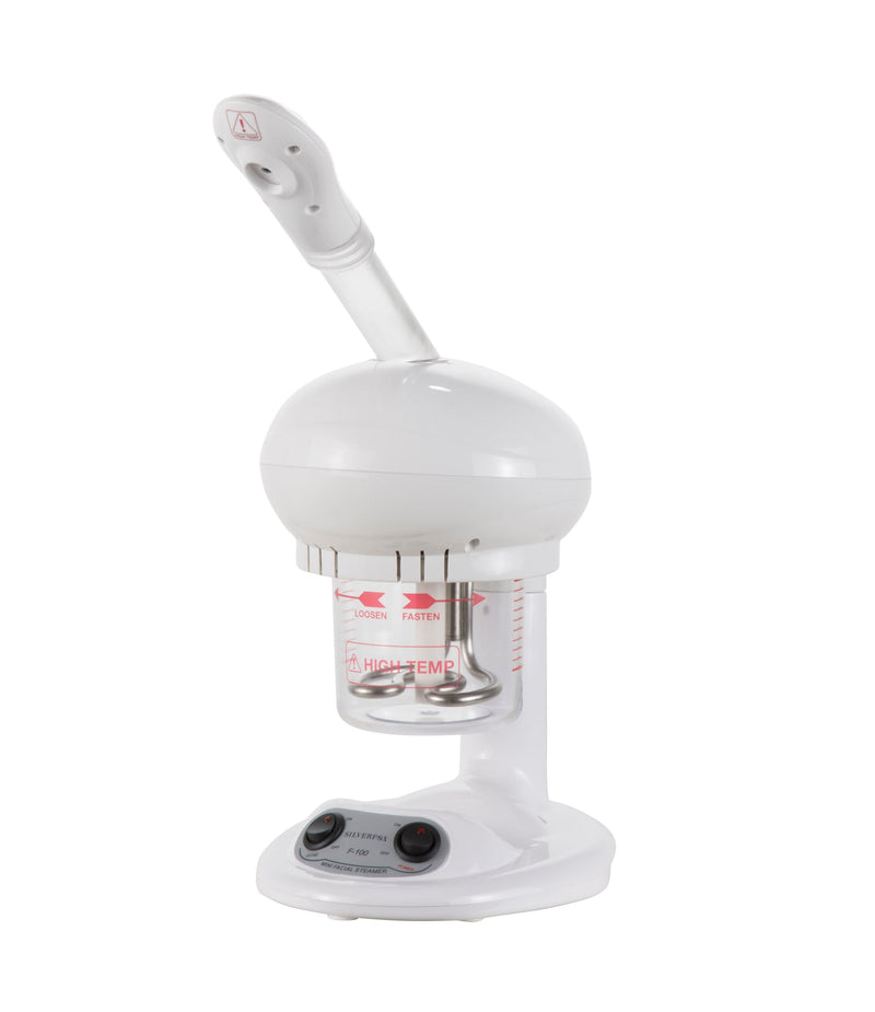 Silverfox America F-100C Steamer: pro facial steamer with clear chamber for beauty salons.