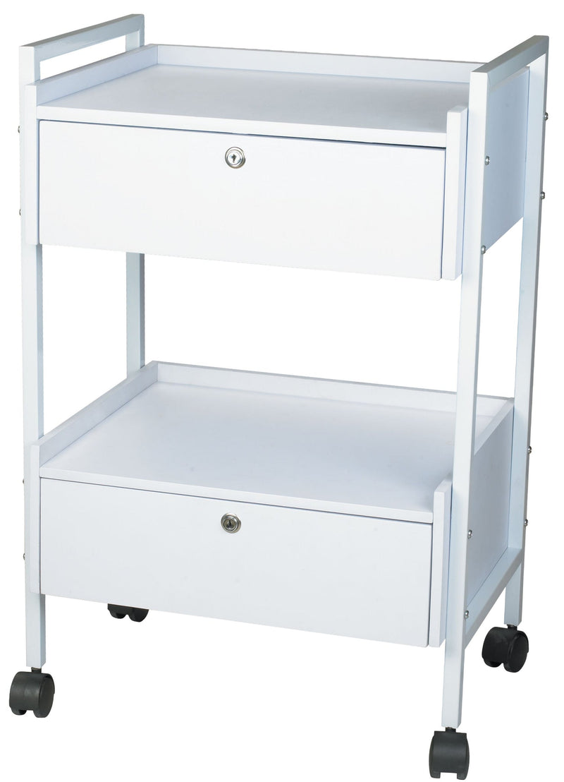 Silverfox America 1019 Beauty Trolley—2 drawers, 4 wheels, ideal for salon storage.