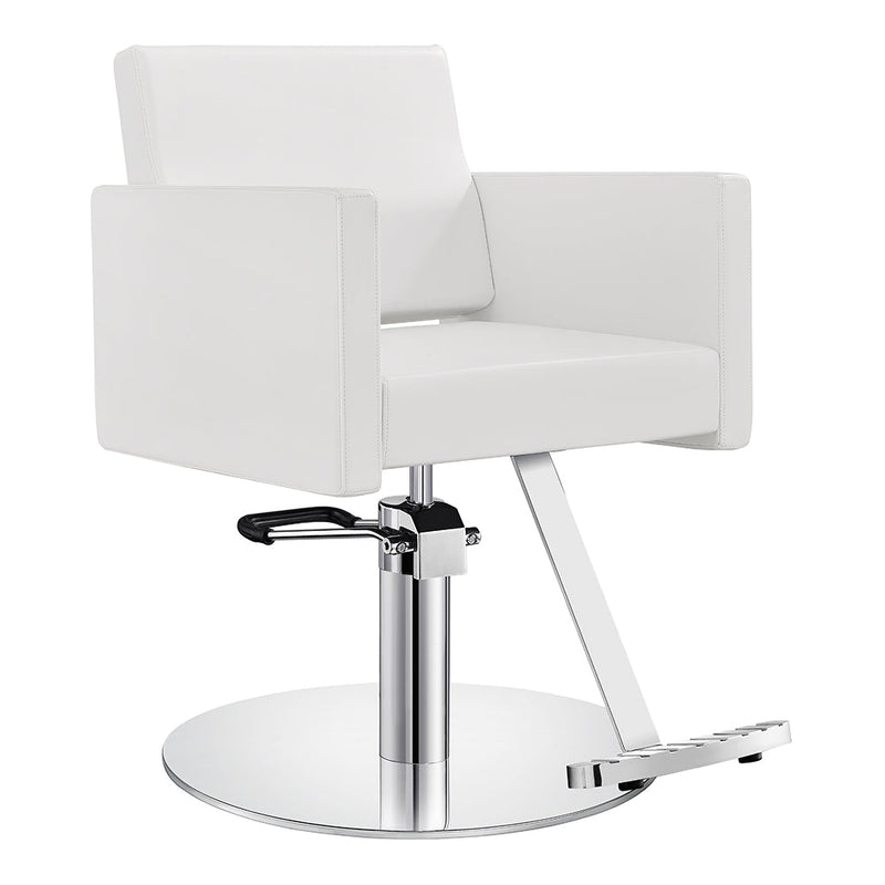 Scatolina white salon chair with chrome base on a white background