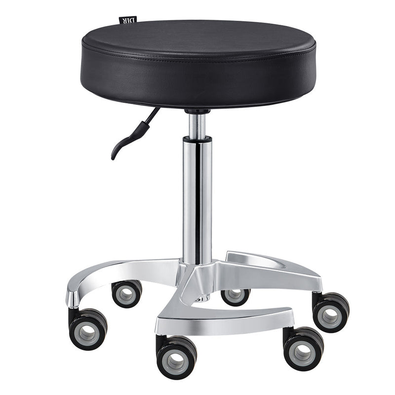 Serene Black Stool DIR by DIR: modern round seat, chrome base, 5 wheels.