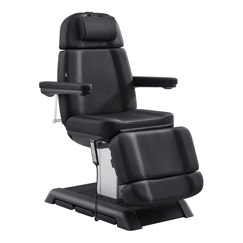 DIR Sydney Medical Chair in black with 4 motors, armrests, and footrest—ideal for spas or clinics.