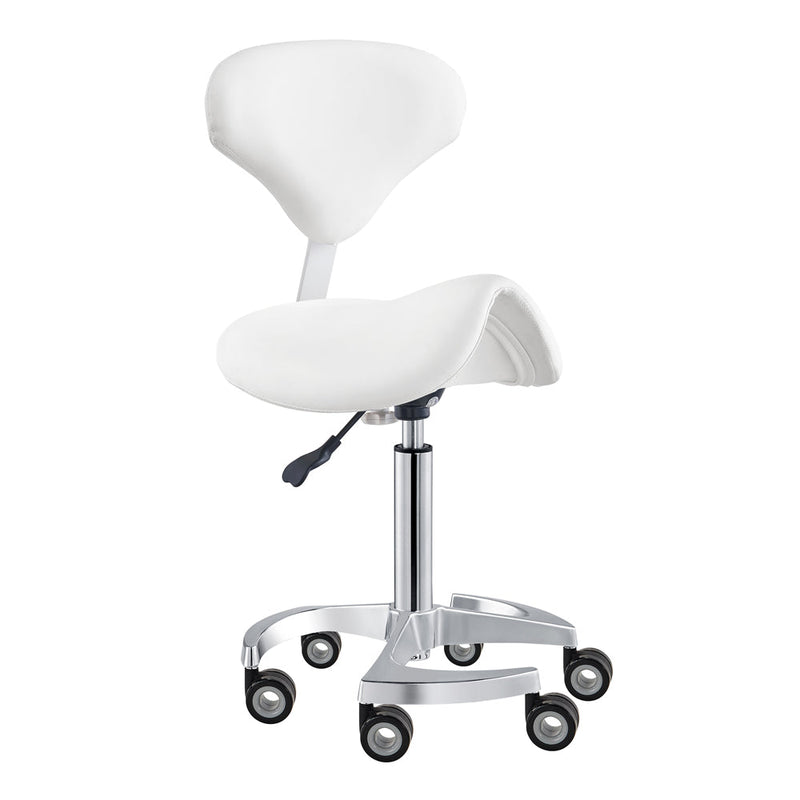 White stool with a adjustable seat on a white background