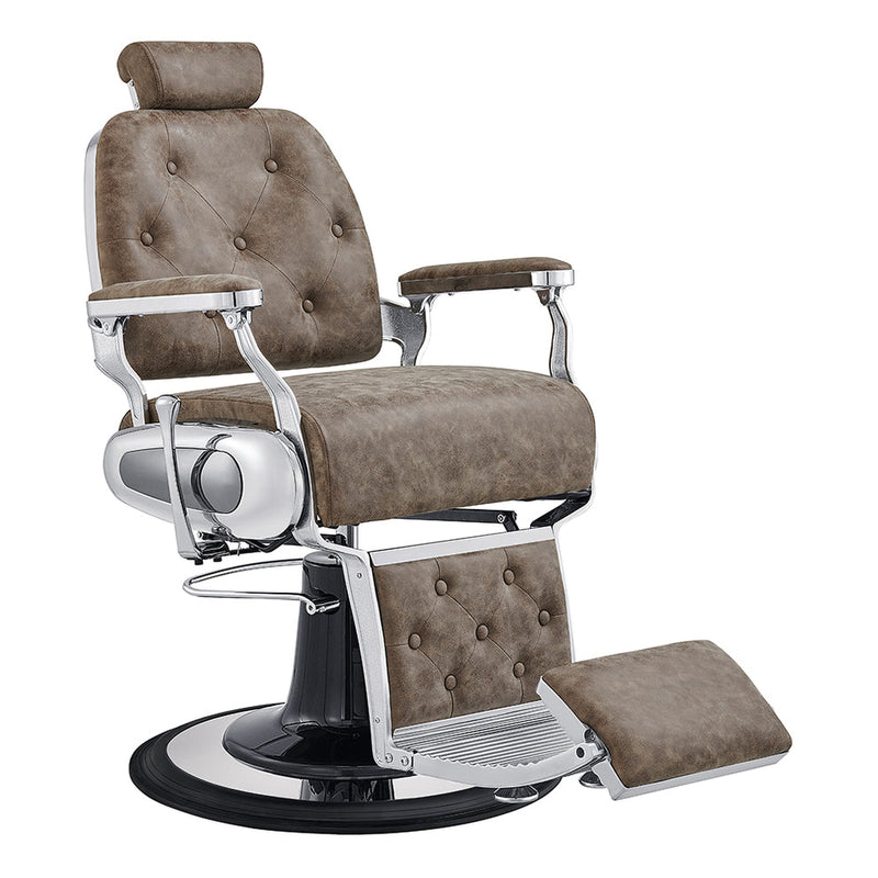 Titan Barber Chair Vintage Brown DIR on a white background