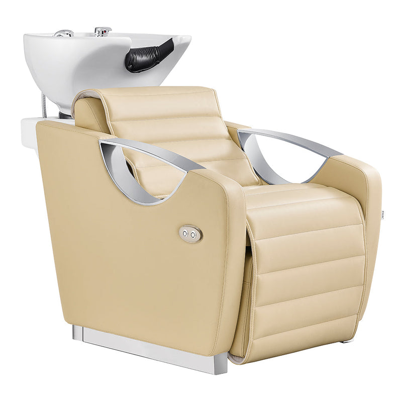 Victoria Shampoo Backwash Unit Beige with white basin on a white background