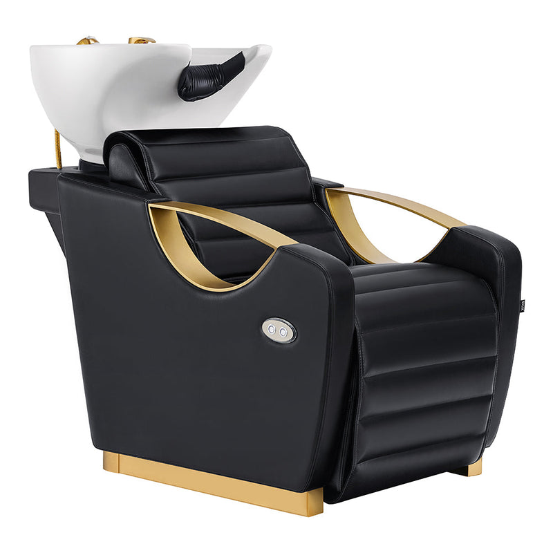 Victoria Gold Electric Shampoo Chair Black with white sink