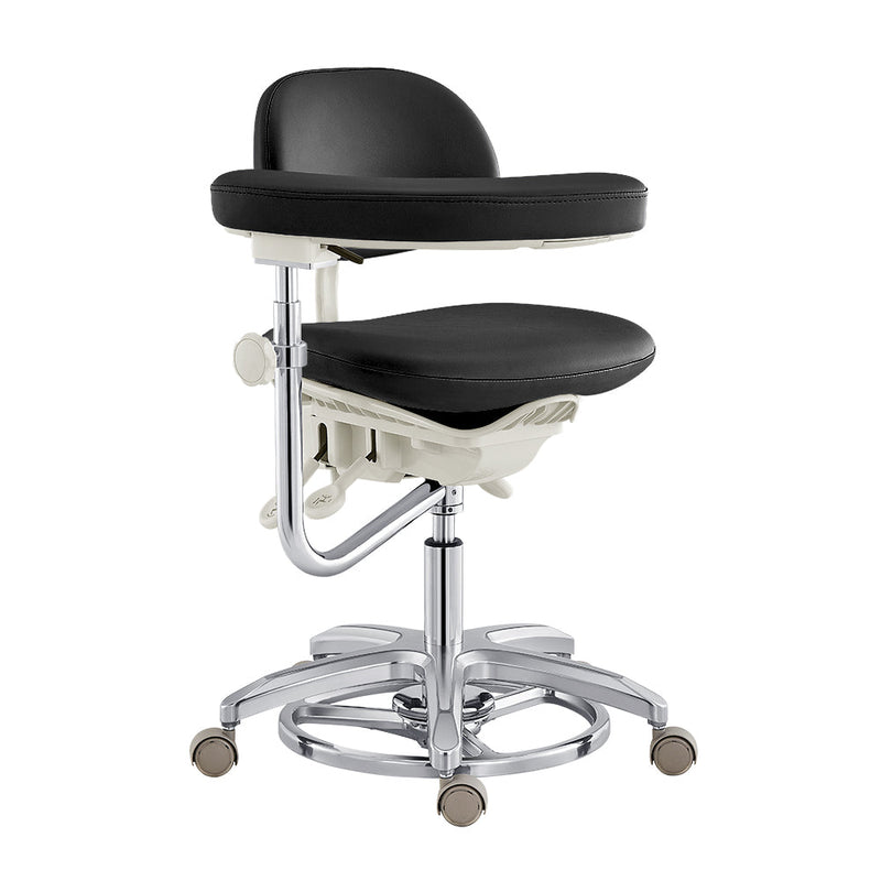 Willow Sonography Ergonomic Chair - Fully Adjustable Black DIR with armrests, wheels, chrome base.