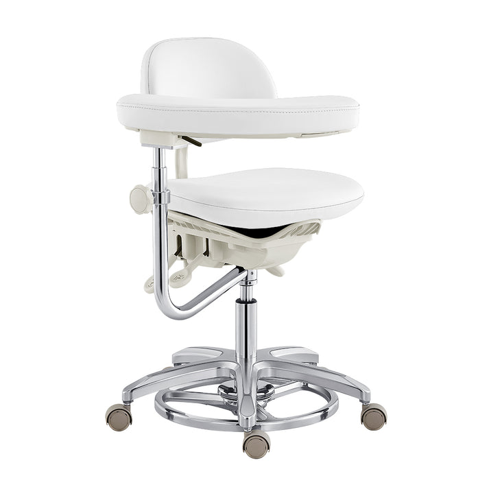 Willow Sonography Ergonomic Chair - Fully Adjustable White DIR with chrome base, wheels, footrest.