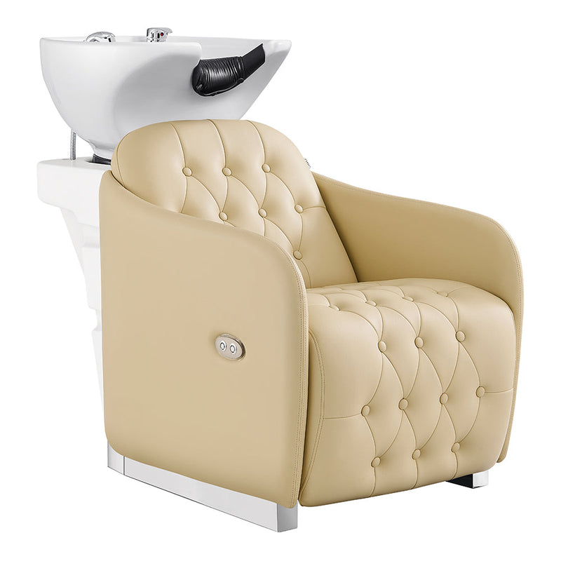 Yume Dreaming Shampoo Backwash Unit Beige with white sink