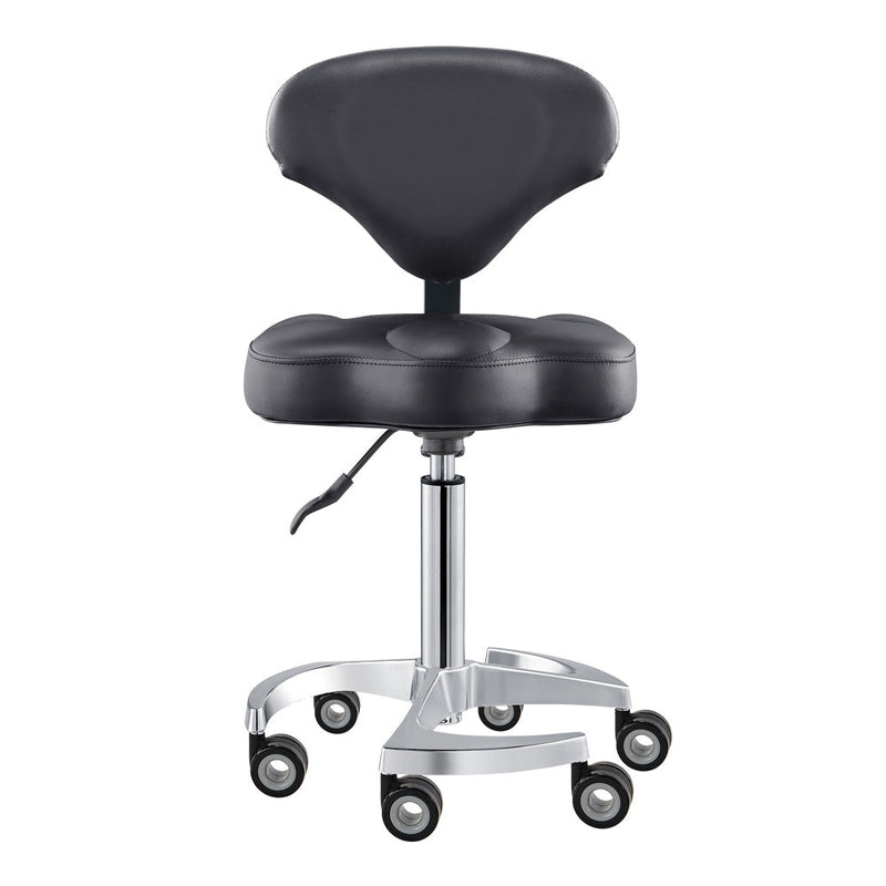 Zen Adjustable Swivel Black Stool by DIR with chrome base and casters for easy movement.