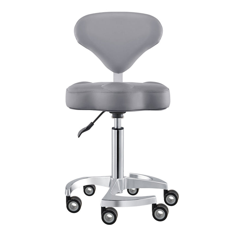 Zen Adjustable Swivel Gray Stool DIR by DIR features a curved backrest and five caster wheels.