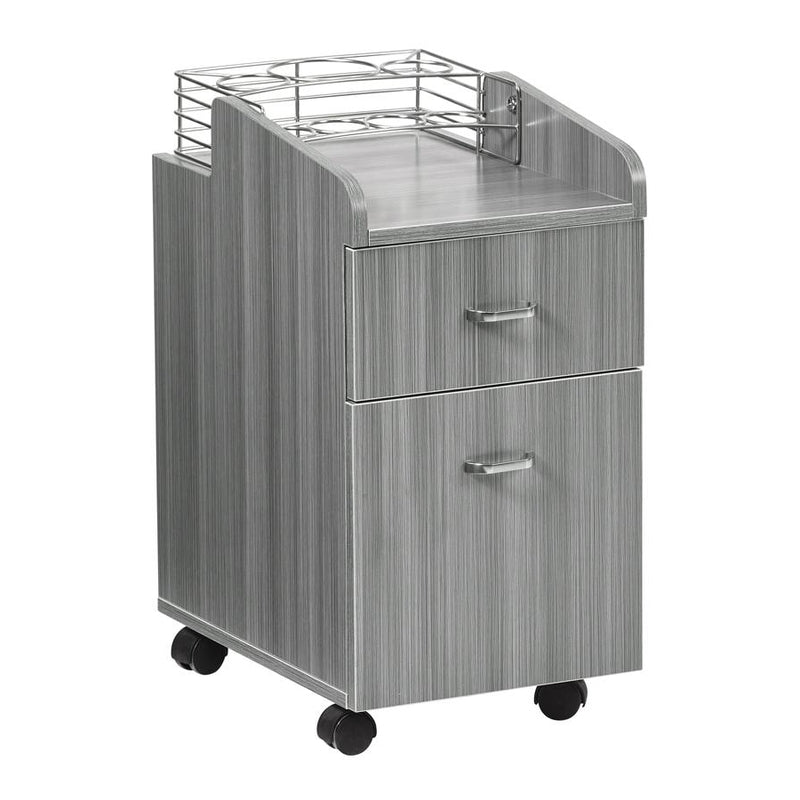 Whale Spa Accessory Cart Grey: two drawers, metal top, four wheels.