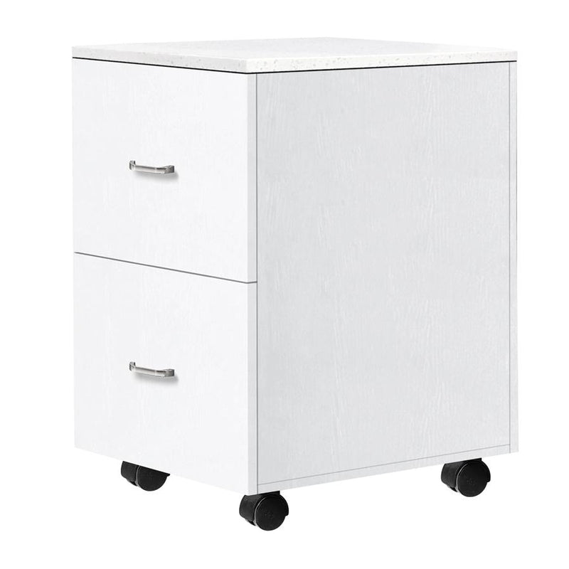 White Accessory Cart TR04 by Whale Spa with two drawers, wheels, and quartz top.