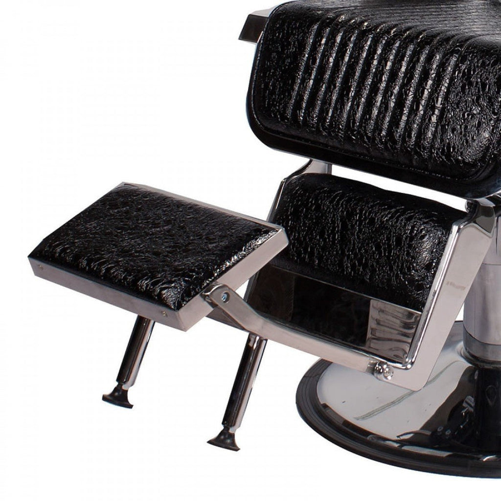 Constantine Barber Chair Patent Black Crocodile AGS Beauty - Barber Chairs