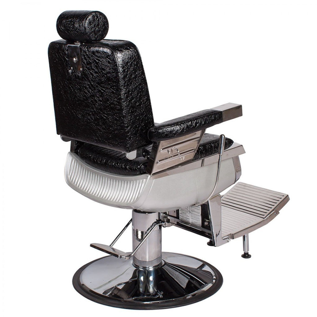Constantine Barber Chair Patent Black Crocodile AGS Beauty - Barber Chairs