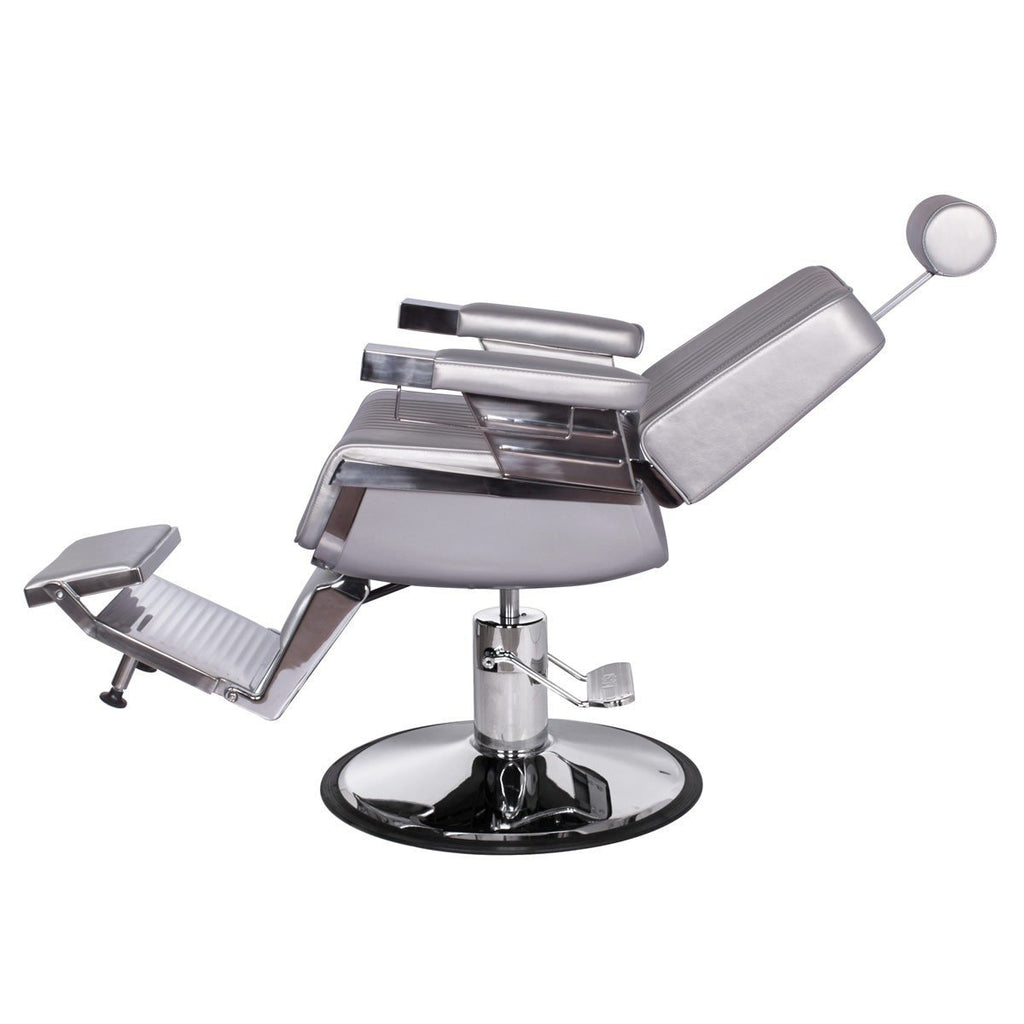 Constantine Barber Chair Platinum Silver AGS Beauty - Barber Chairs