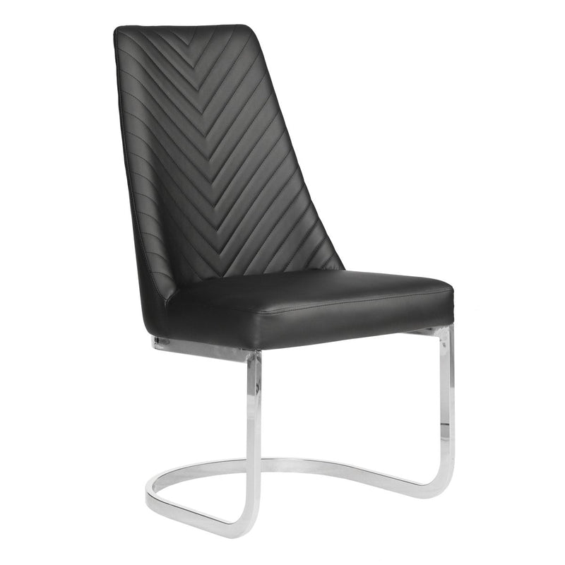 Whale Spa Customer Chair Chevron in Black with chrome base, chevron stitching, chemical-resistant leather.