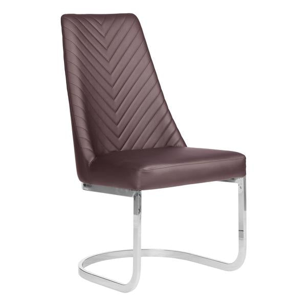Whale Spa Customer Chair Chevron in Chocolate with chevron stitching and chrome base.