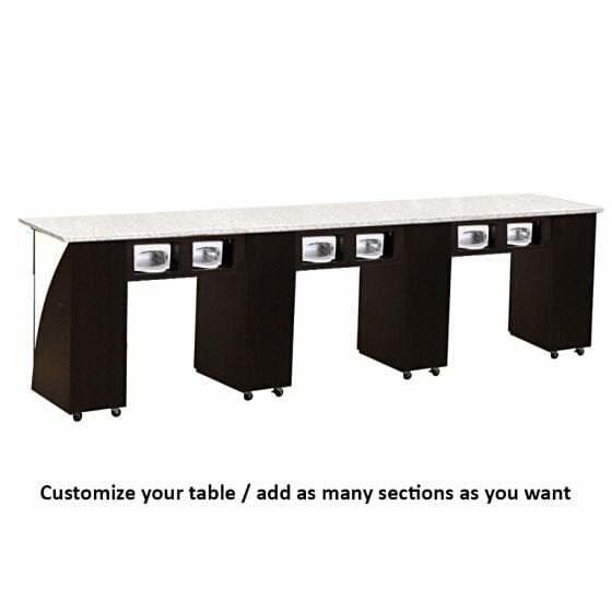 Edita (Multi-Sections) Manicure Table Full Top Dark Cherry w/ UV Deco Salon - Manicure Tables
