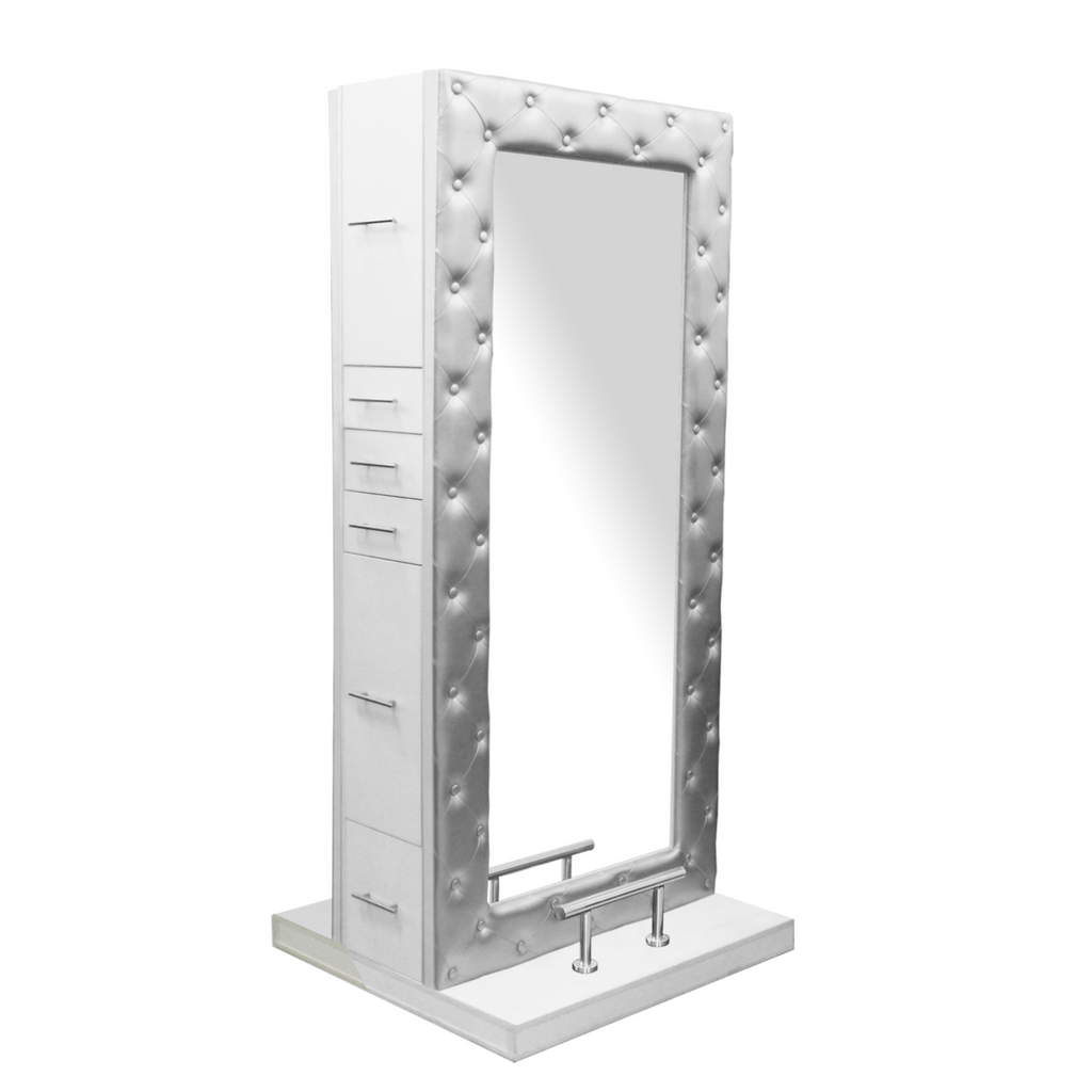 Elizabeth Double Sided Styling Station White/Silver Deco Salon - Styling Stations