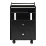 Glass Top Pedicure Cart Black J&A USA