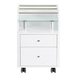 Glass Top Pedicure Cart White J&A USA