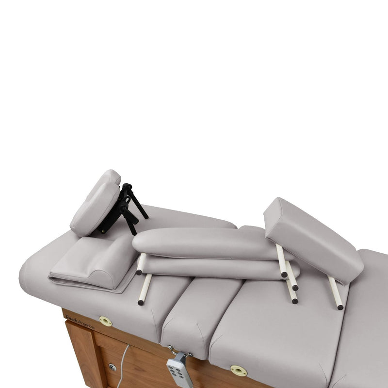 TouchAmerica High-End Accessory Package Slate massage table with cushioned face cradle and wood frame.