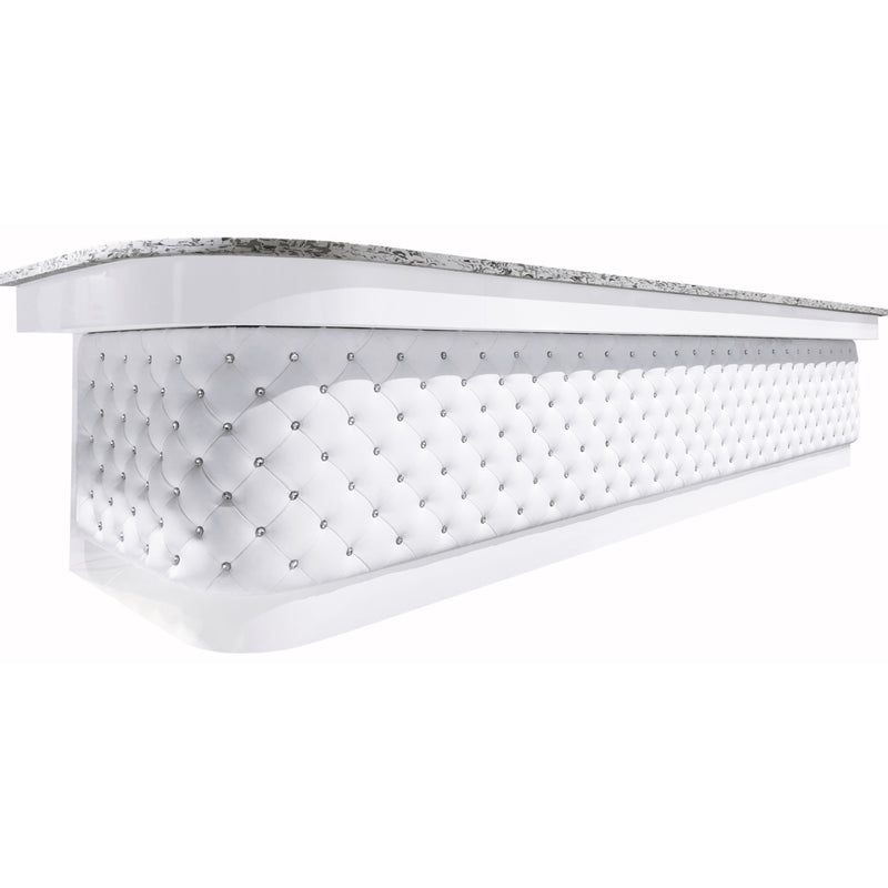 Lux Tufted Nail Bar by Whale Spa in white—customizable salon furniture with marble top.