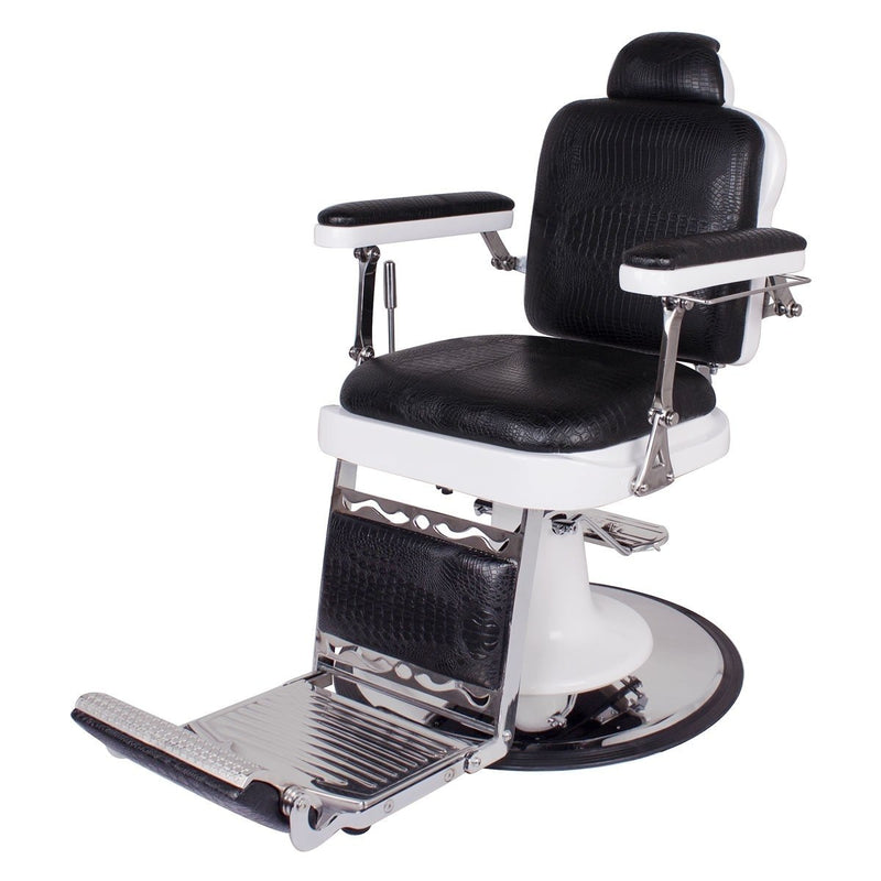 MAESTRO Vintage Barbershop Chair Black Crocodile AGS Beauty - Barber Chairs