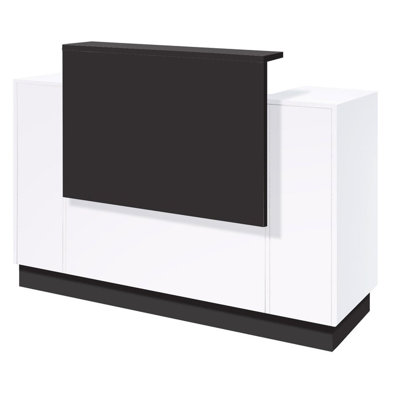 Reception Desk Black Whale Spa by Whale Spa: modern rectangular desk with raised black front panel.