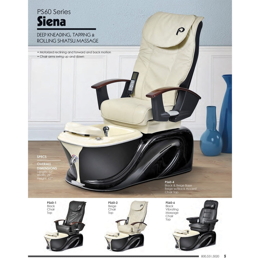 Siena Pipeless Pedicure Spa With Shiatsu Massage Pibbs - Pedicure Chairs