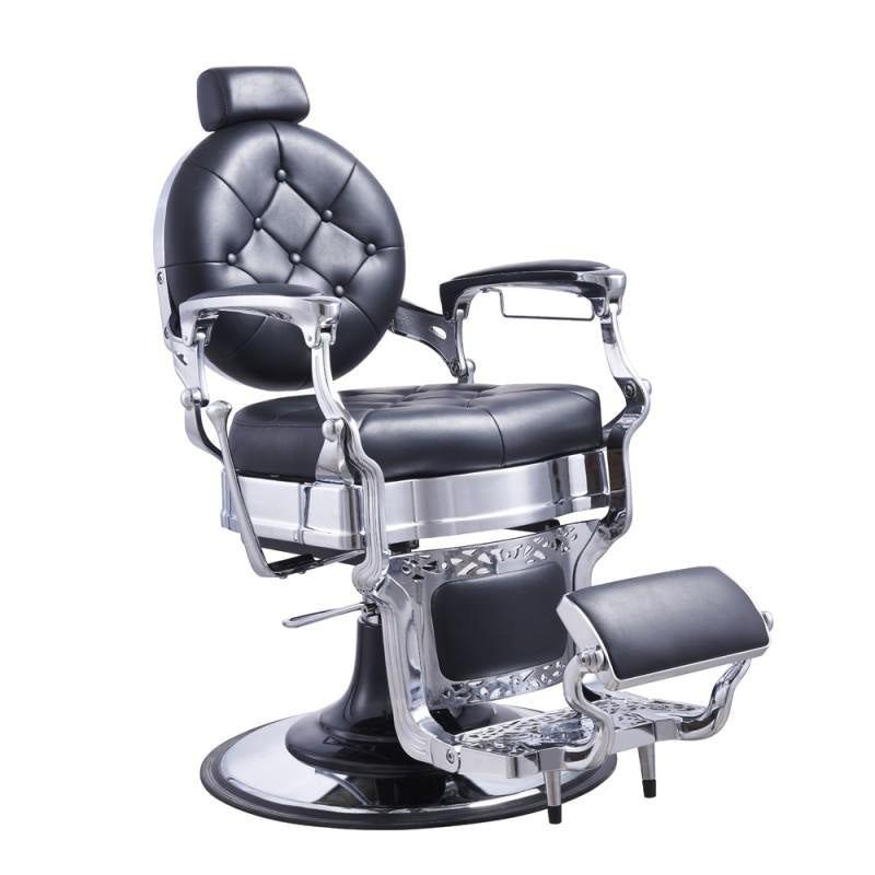 Vanquish Chrome Frame Barber Chair Black DIR - Barber Chairs